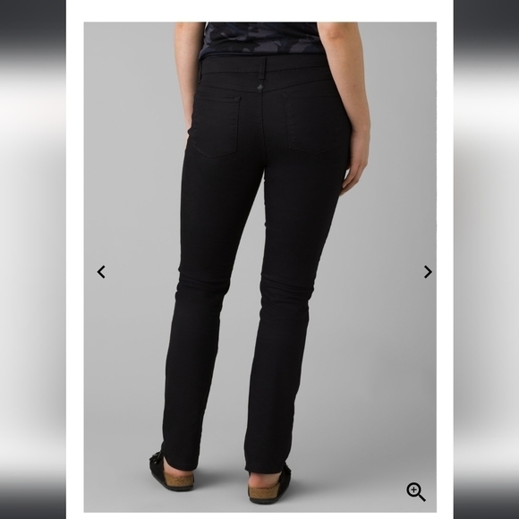 𝅺PRANA Kayla Black Wash Denim Straight Leg Jeans 14 Mid Rise Organic Cotton - Picture 5 of 14